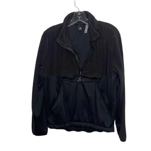 Adidas Womens Sweater Size L Black Long Sleeve 1/4 Sleeve Pullover Casual - Picture 1 of 13